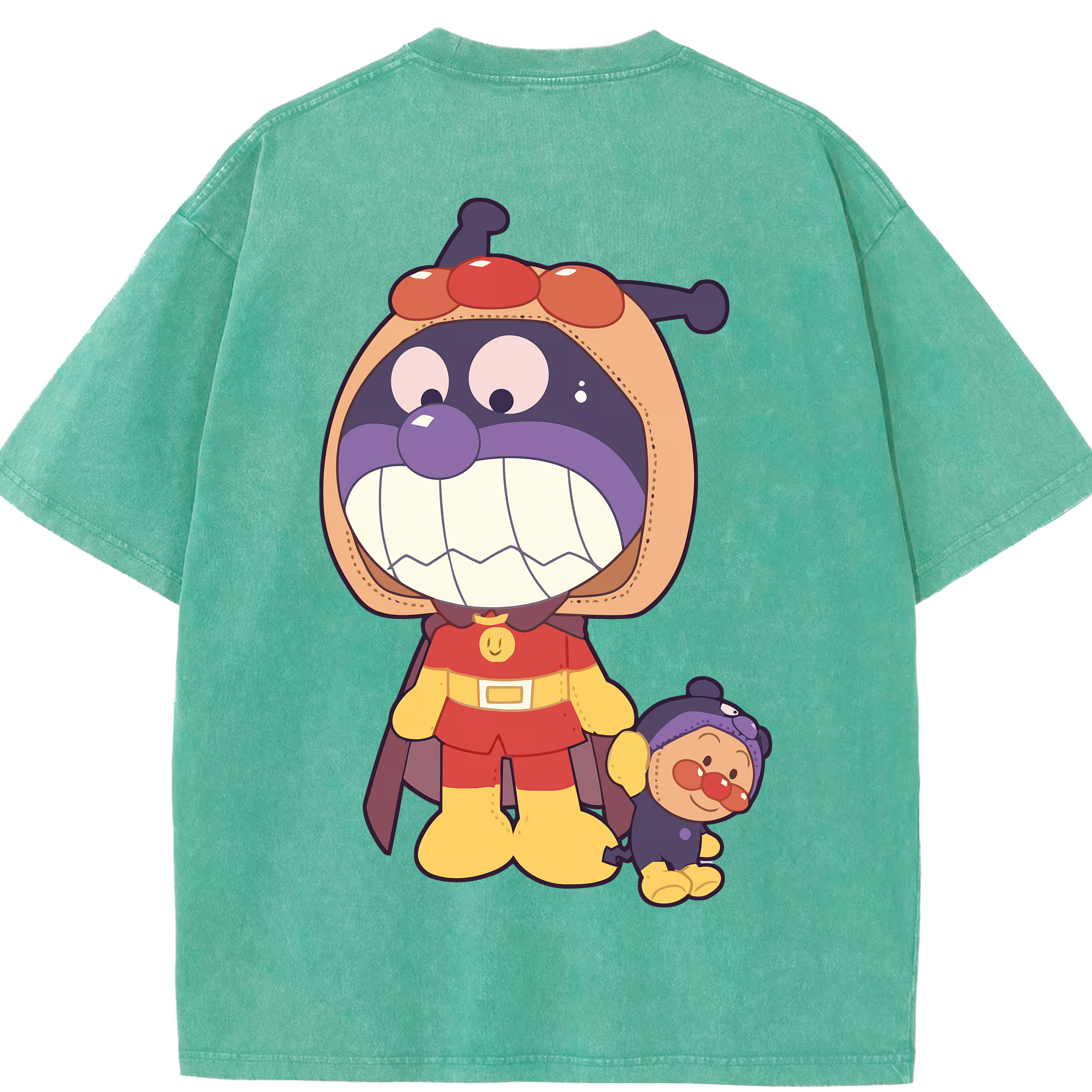 （画像用） アンパンマン Anpanman 綿100% ヴィンテージ風 半袖Tシャツ（背面プリント）